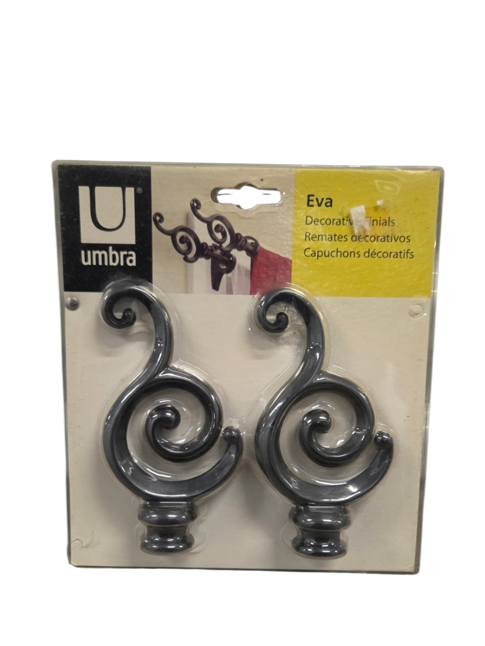 Umbra Eva Black Spiral Decorative Wall Finials - Pair